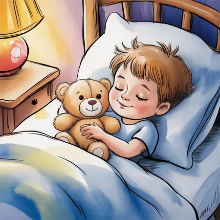 Kind schläft friedlich mit Teddy – Kindertherapie Schlaf