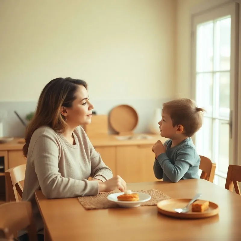 Mutter im ruhigen Gespräch mit Kind – Kindertherapie Monika Meier